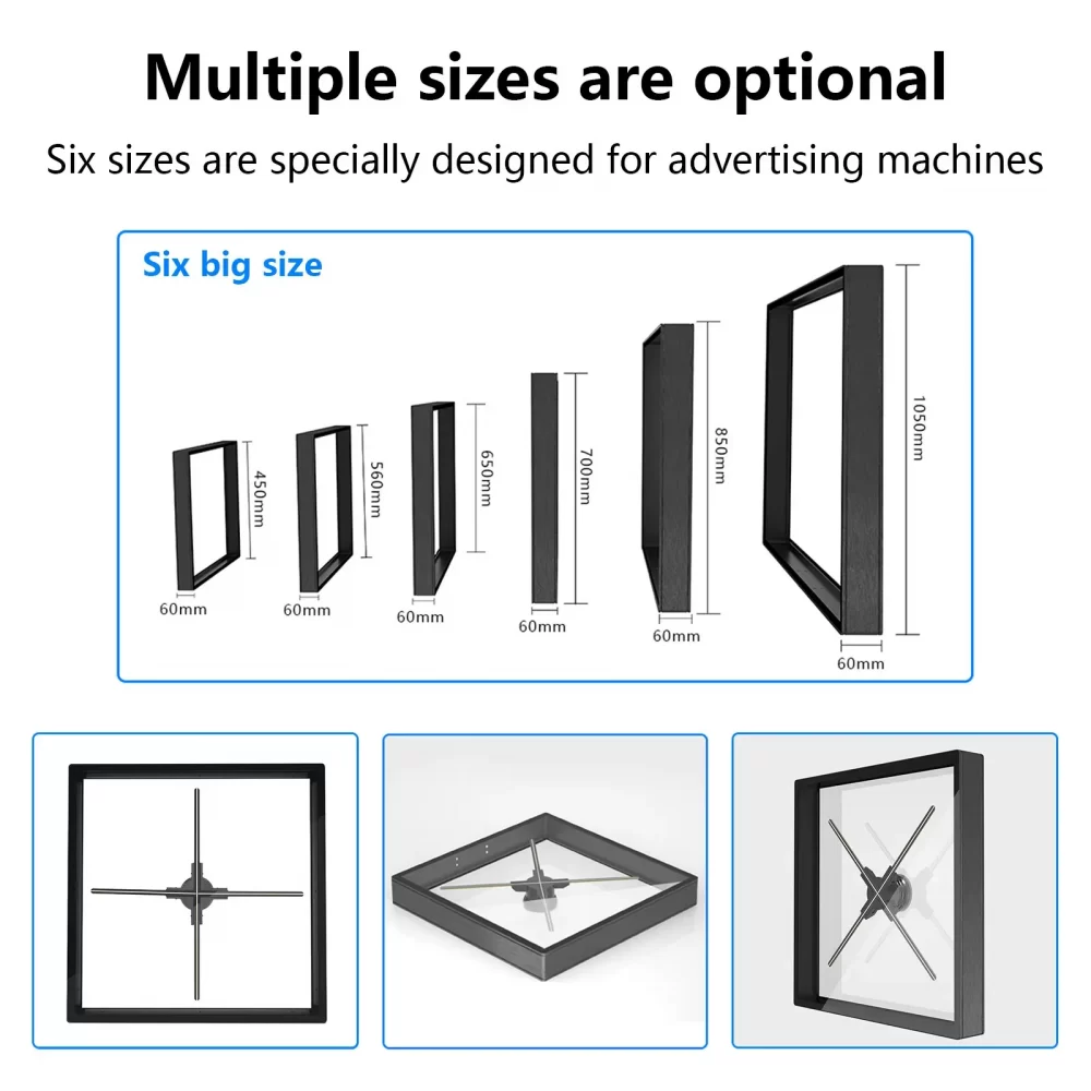 3D Holographic Fan Hologram Display Square Protective case 42cm 45cm 50cm 56cm 65cm 20