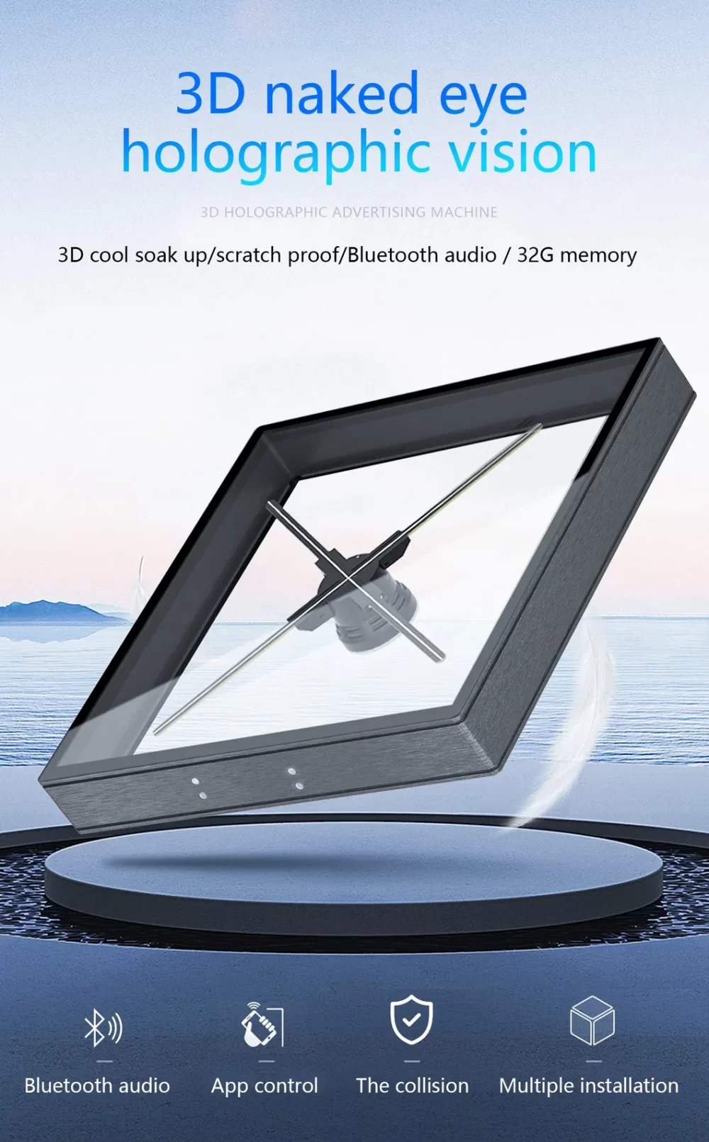 3D Holographic Fan Hologram Display Square Protective case 42cm 45cm 50cm 56cm 65cm 39