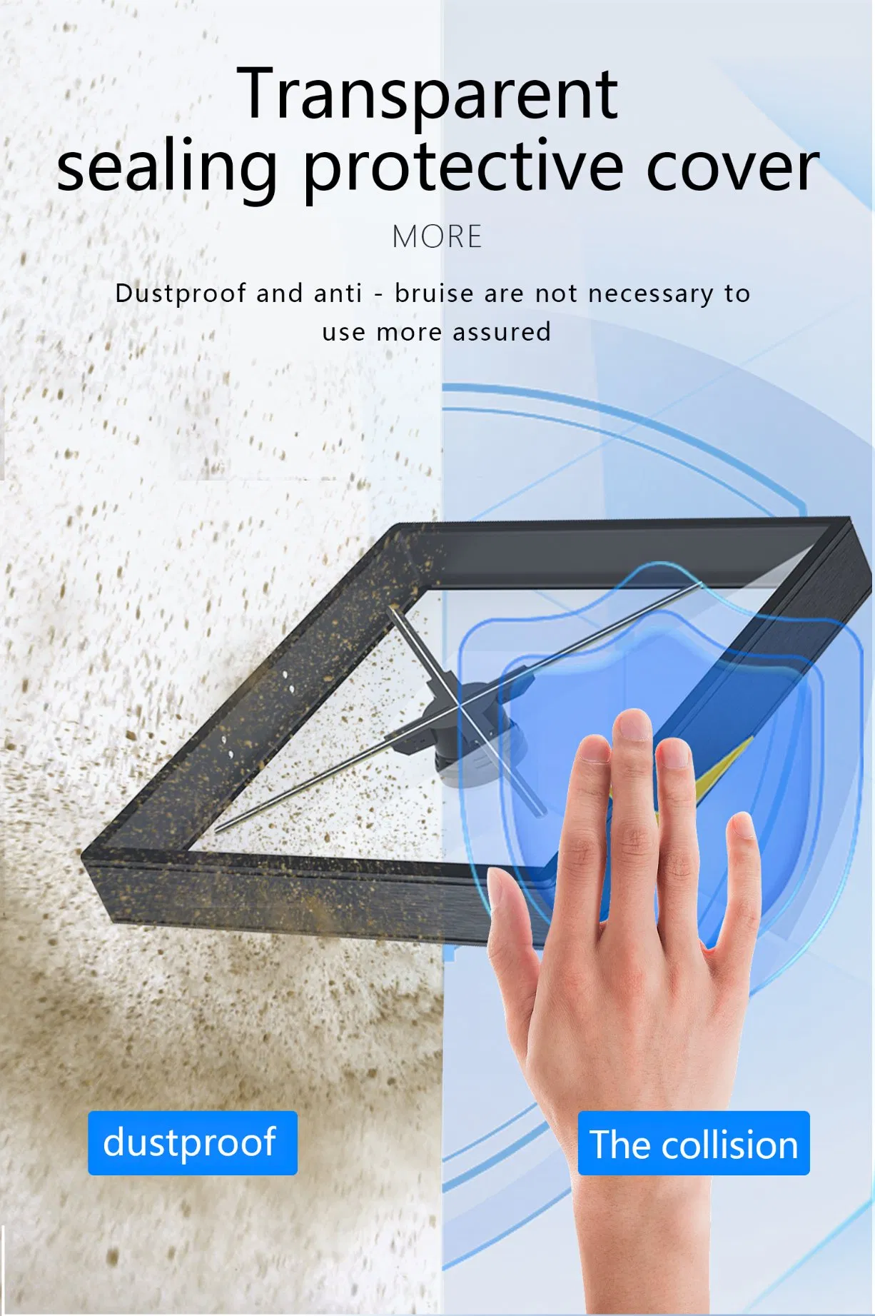 3D Holographic Fan Hologram Display Square Protective case 42cm 45cm 50cm 56cm 65cm 71