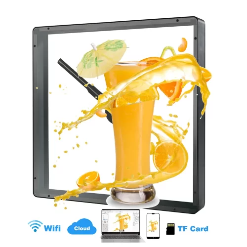 45cm desktop hologram fan with a protective acrylic enclosure displaying a 3D logo