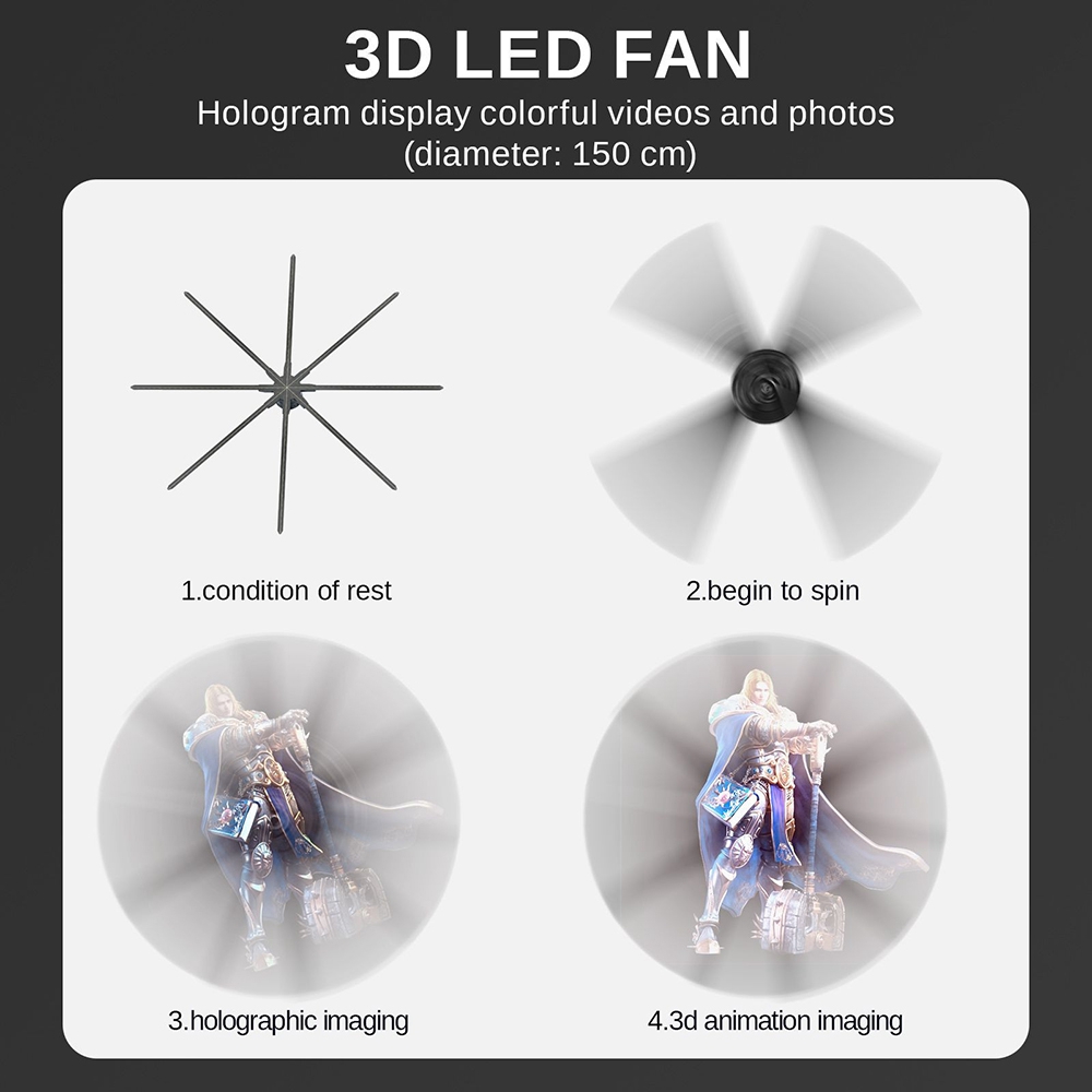 HD 150cm 59″ 3D Holographic Fan Display 19