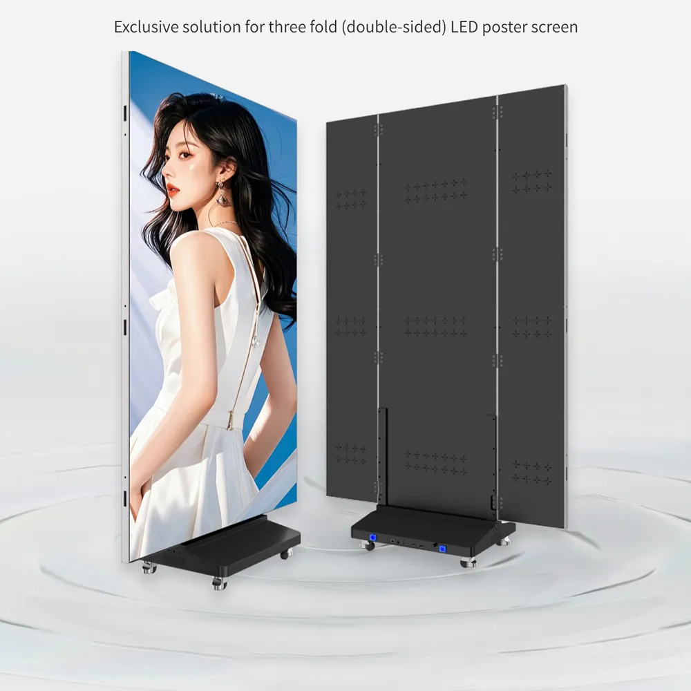 Triple-Fold Double-Sided LED Display: One Screen, Two Transformative Modes in 5s