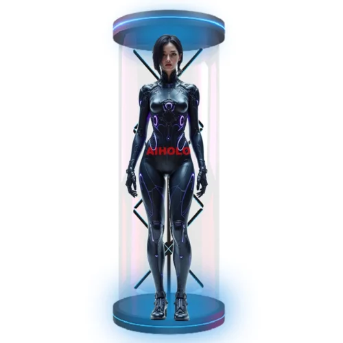 life-size-ai-digital-human-avatar-display-on-cylindrical-hologram-fan