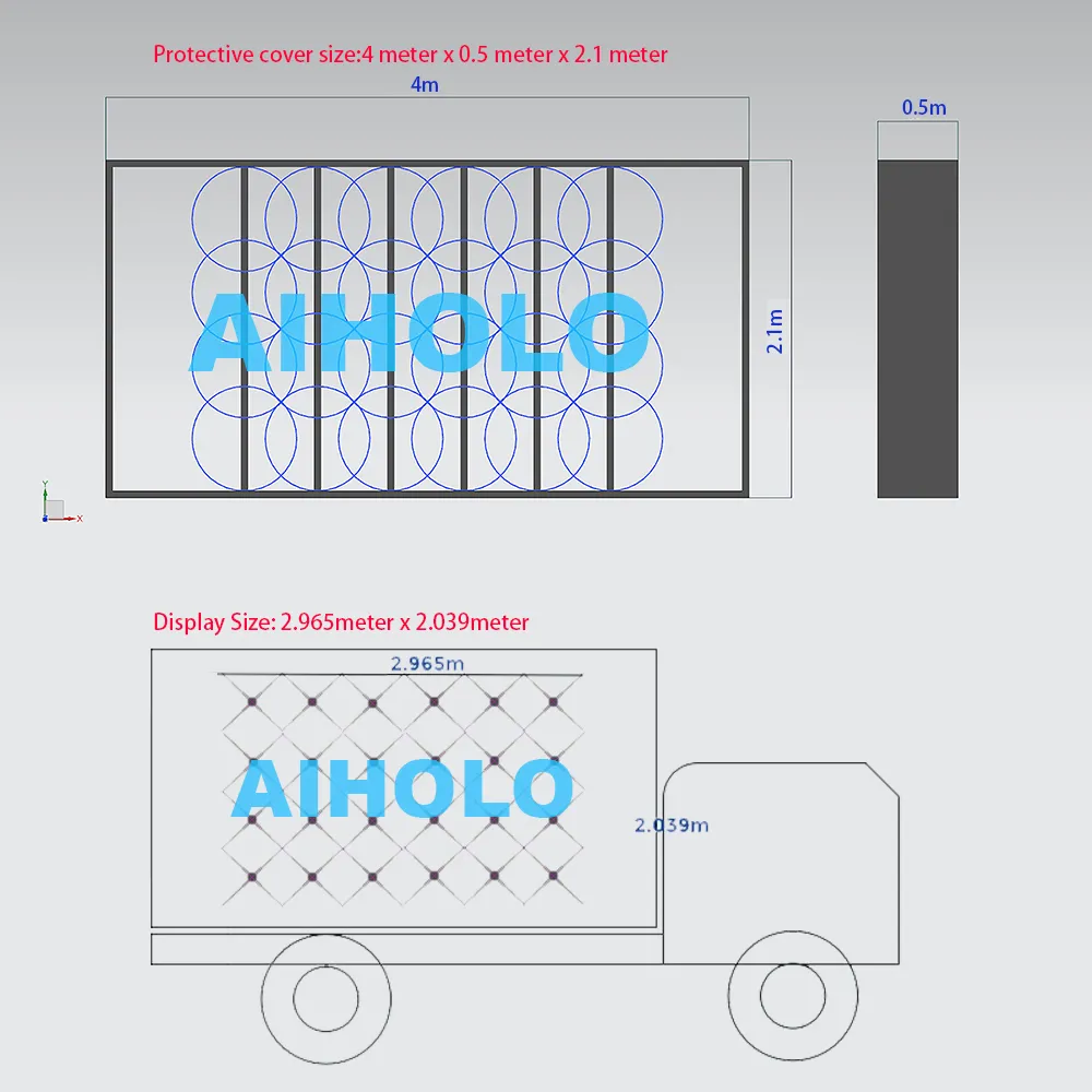 6x4 65cm mobile truck holographic display size 3x2m