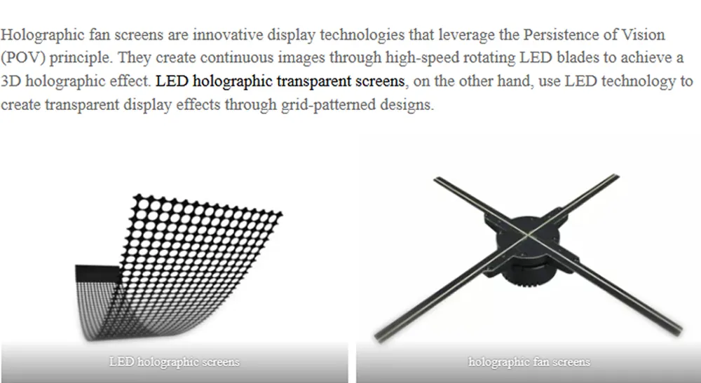 AIHOLO 3D Holographic Fan vs MUXWAVE Transparent LED Screen