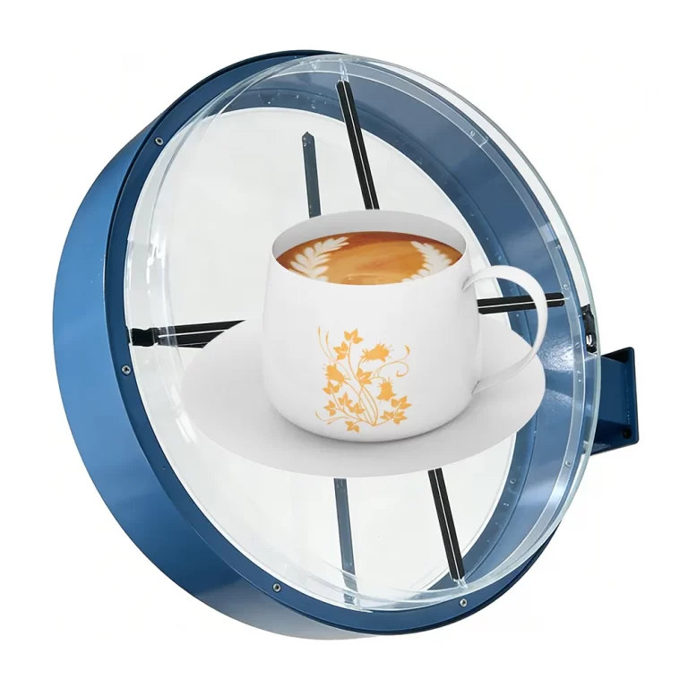 65cm dual-sided hologram fan with a round waterproof enclosure displaying a 3D logo