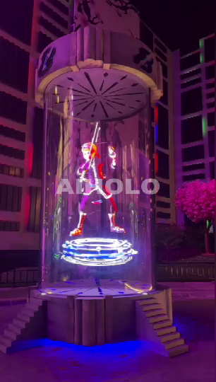 Dual-Sided 1x3 Cylindrical Hologram Display: 360° Rotation, Double-Sided Visuals