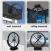 AIHOLO 42cm dual-sided hologram fan installed on street-facing retail storefront showing 3D product ad
