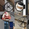 AIHOLO 42cm dual-sided hologram fan installed on street-facing retail storefront showing 3D product ad1