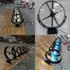 bulk installation of multiple AIHOLO 42cm hologram fans across retail chain storefronts