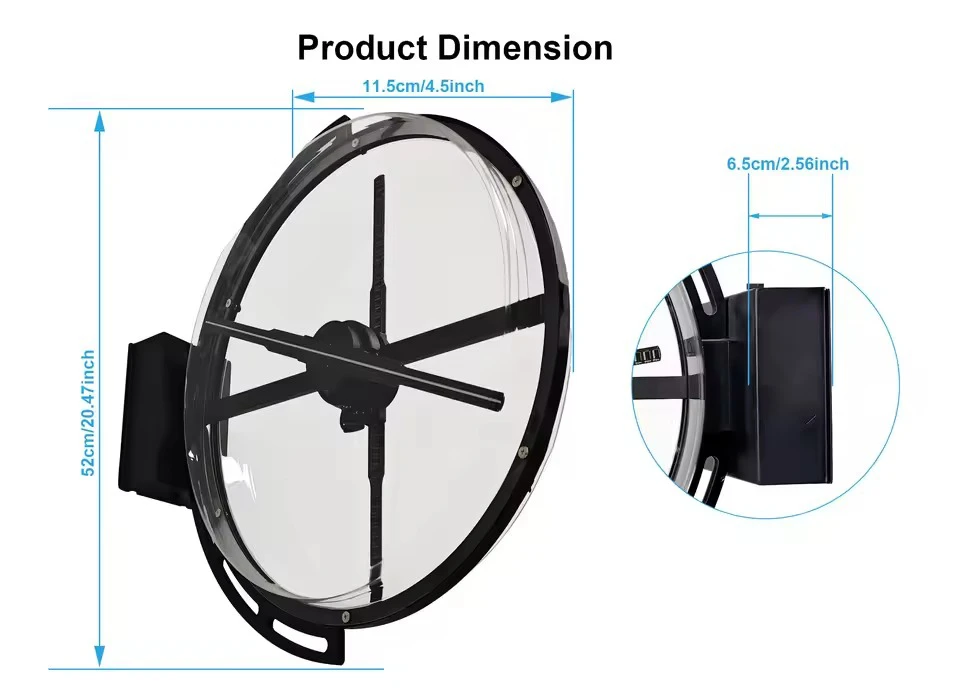 ultra-thin waterproof protective cover of 42cm dual-sided hologram fan for outdoor use
